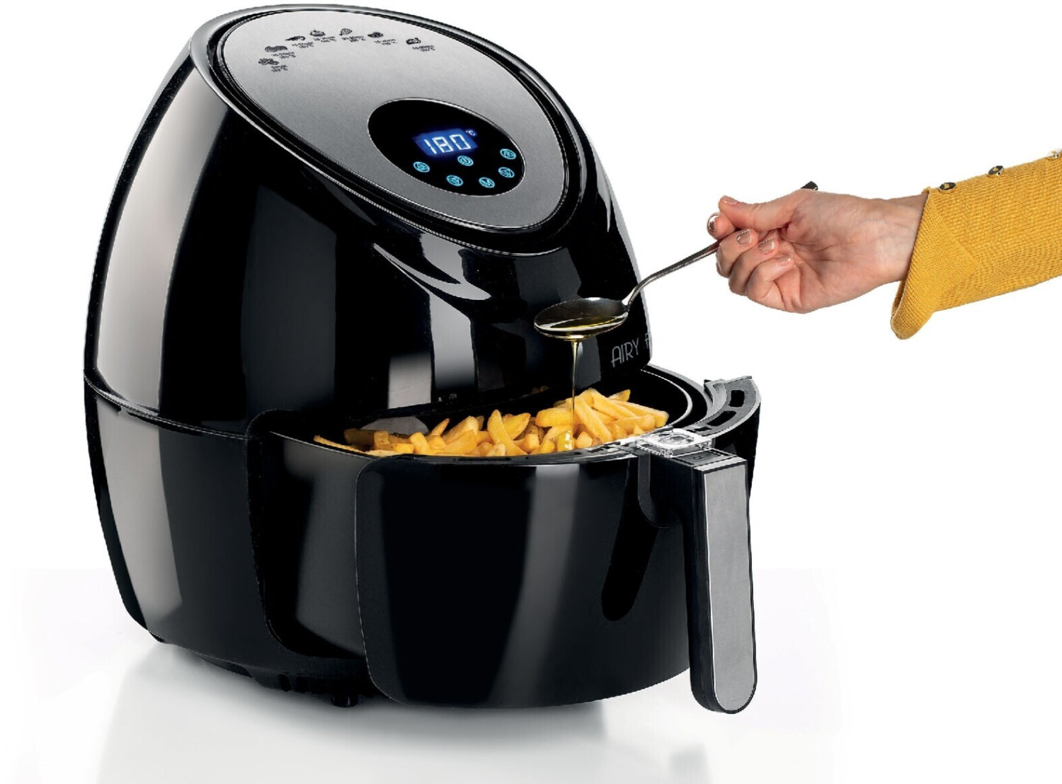 سرخ کن بدون روغن مشکی آریته ایتالیا Ariete مدل Airy Fryer XXL 4618 | دیجیتال | ظرفیت ۵.۵ لیتر | توان ۱۸۰۰ وات